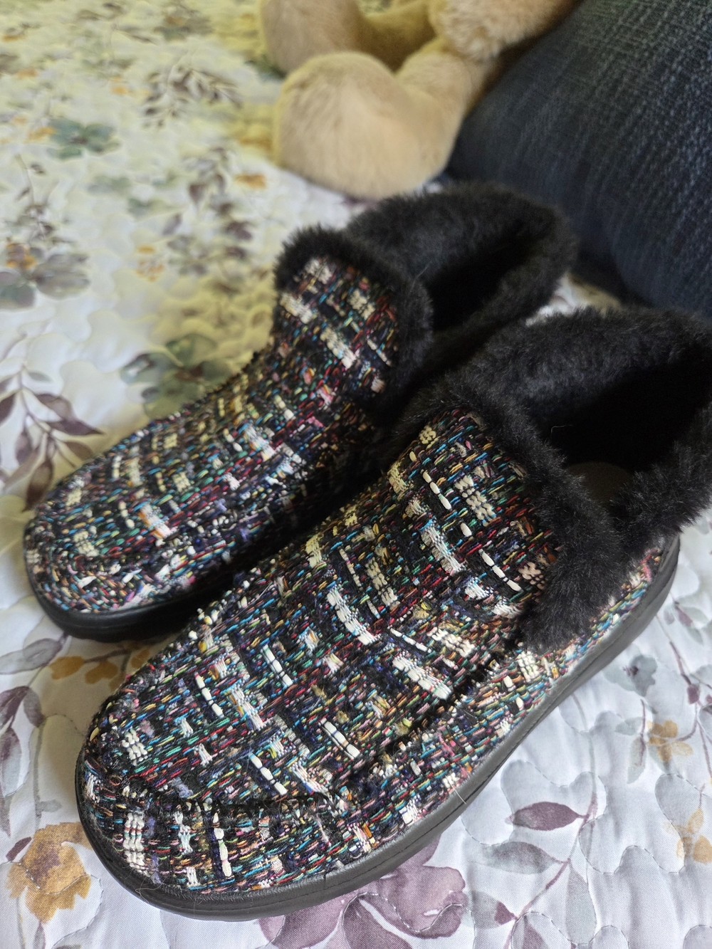Cozy HEY DUDE Multicolor Tweed Slip-On Women's Slippers